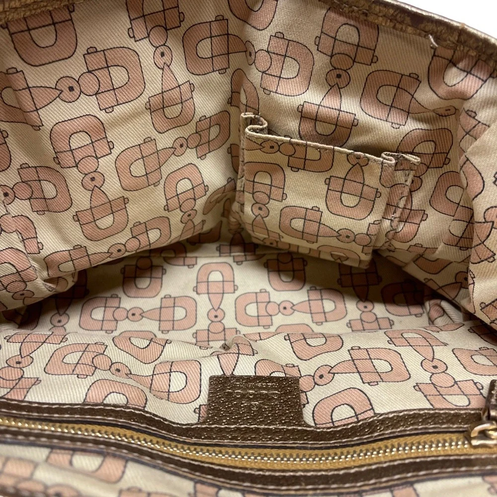 Gucci Handbag Tote Purse Sherry GG Canvas Beige Gold - Picture 12 of 12